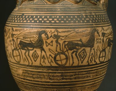 Attic Amphora, Late Geometric II B Period (c.720-700 BC) (detail) by Greek